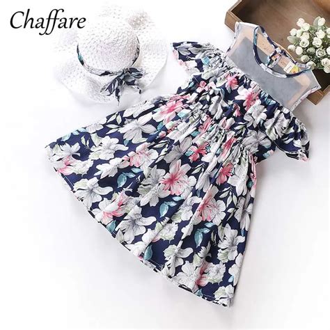 Chaffare Dress Girl Cotton Print Short Sleeve Vestidos Summer 2018