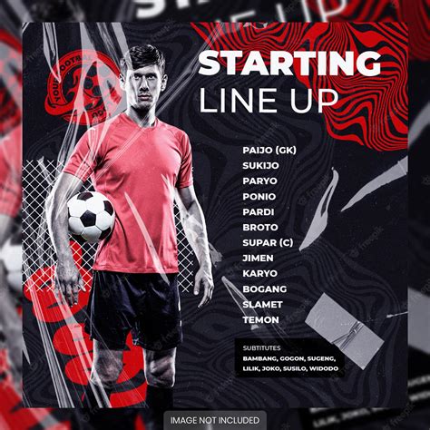 Premium Psd Starting Line Up Football Soccer Player Poster Social