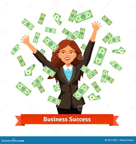 Woman Throwing Green Dollar Cash Money In The Air Stock Vector