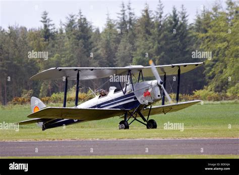 De Havilland Dh82 Tiger Moth Basic Trainer Biplane Aircraft Stock Photo