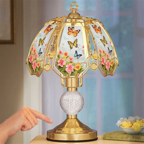 Floral Butterflies Glass Shade Touch Lamp Collections Etc
