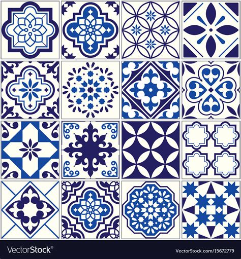 Tile Pattern Lisbon Floral Mosaic Royalty Free Vector Image