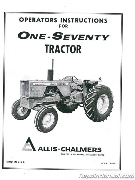 Allis Chalmers 170 Tractor Operators Manual