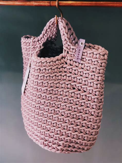 Tote Bag Scandinavian Style Crochet Tote Bag Handmade Knitted Handbag