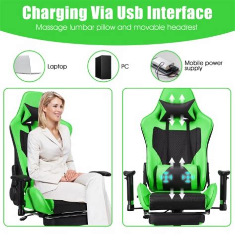 Costway Massage Gaming Chair Reclining Racing Office Computer Chair