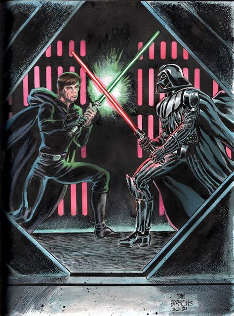 Luke Skywalker Vs Darth Vader In Ronald Shepherd S Commission Art Work