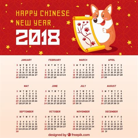 Hand Drawn Chinese New Year Calendar Vector Free Download