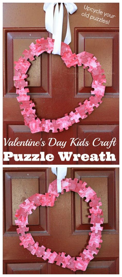 Valentines Day Kids Craft Puzzle Wreath Crafts For