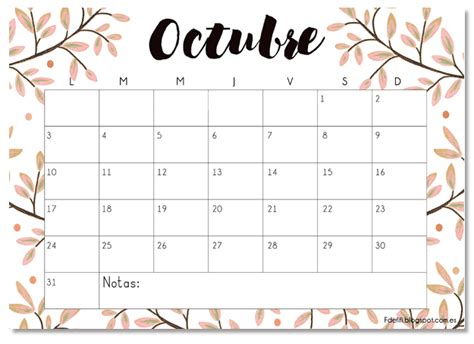 Calendario Descargable Octubre 2016 Blog Planner Yearly Planner