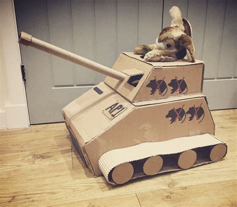 Diy Cardboard Tank For A Cat Cat Diy Cat Tanks Cat Castle