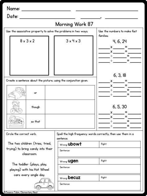 third grade morning work 2nd quarter elementary nest