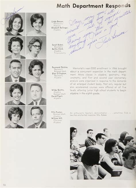 1966 Memorial High School Yearbook Yearbook Photos Yearbook High School