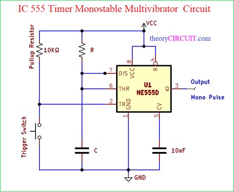 Ic 555 Timer Monostable Multivibrator Calculator