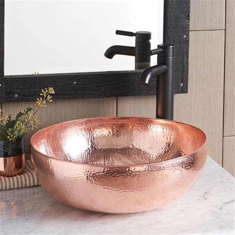 Hammered Solid Copper Vessel Sink Handcrafted Bowl Powder Etsy