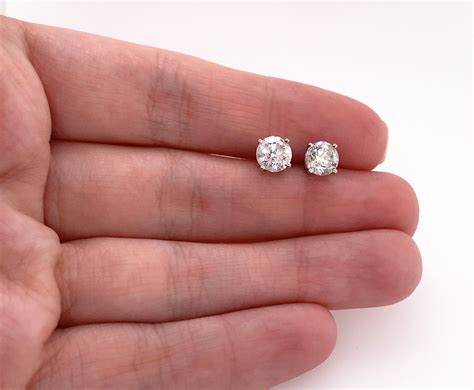 1 90 Ct Round Natural Diamond Screw Back Stud Earrings 14K Etsy