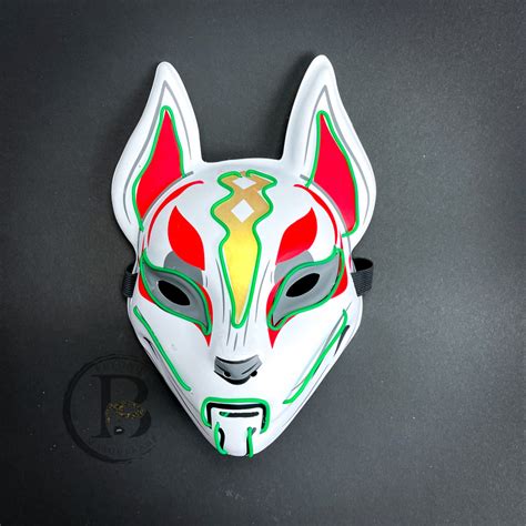Japanese Kitsune Fox Mask Cosplay Led Light Up Masquerade Mask