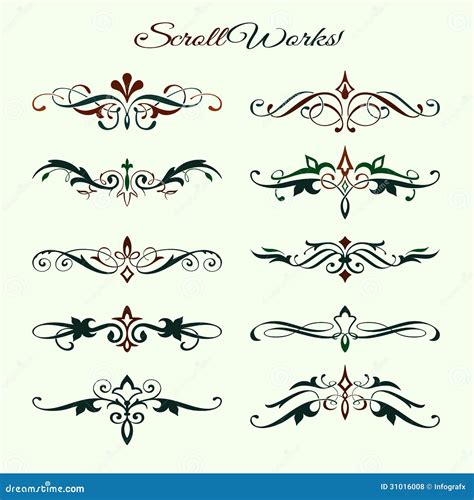Scroll Works Design Ornamental Decorative Element Stock Vector
