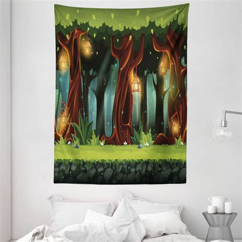 Fairy Tale Tapestry Enchanted Forest With Blossoming Trees Mystical