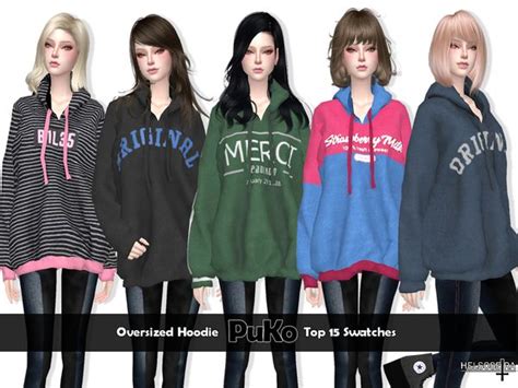 Helsoseiras Puko Oversize Hoodie Sims 4 Clothing Sims 4 Mods
