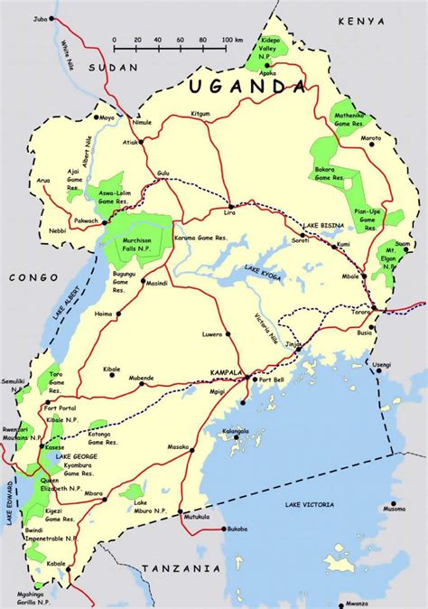 Location of republic of uganda. Detailed map of Uganda with highways and national parks | Uganda | Africa | Mapsland | Maps of ...