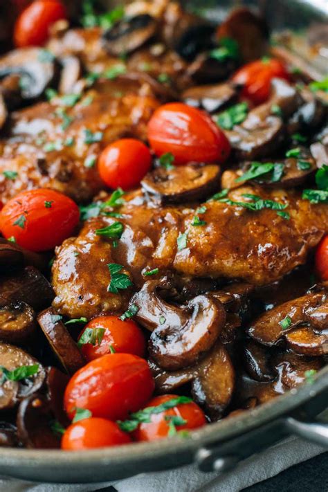 We make our sauces slowly so you can make delicious meals fast. Drunken Chicken Marsala with Tomatoes Recipe - Pinch of Yum