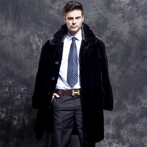 S Xl New Fashion Male Faux Fur Coat High Imitation Mink Fur Overcoat