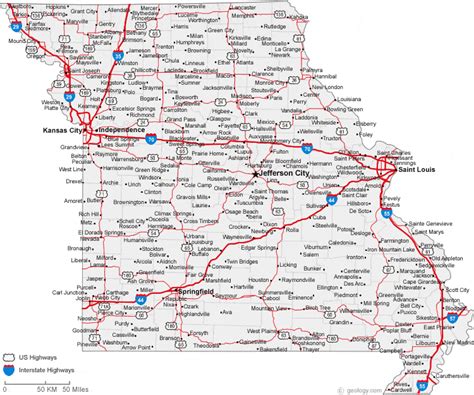 Missouri State Map With Cities Map