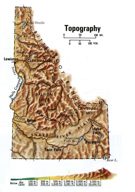 Idaho Topographic Mapfree Large Topographical Map Of Idaho Topo