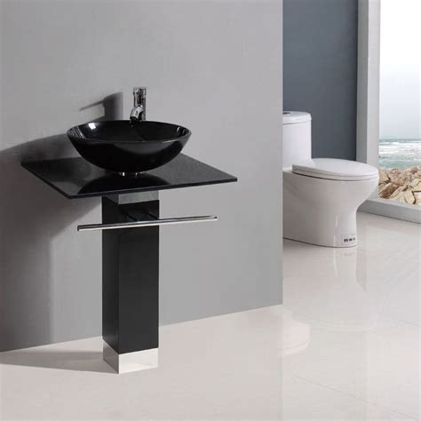 Black Series 23 Bathroom Tempered Glass Vessel Sink Vanity W 12