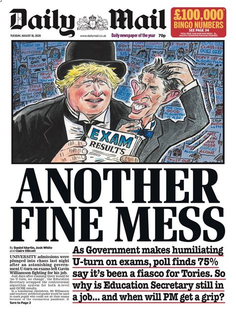 Daily Mail Front Page 18th Of August 2020 Tomorrows