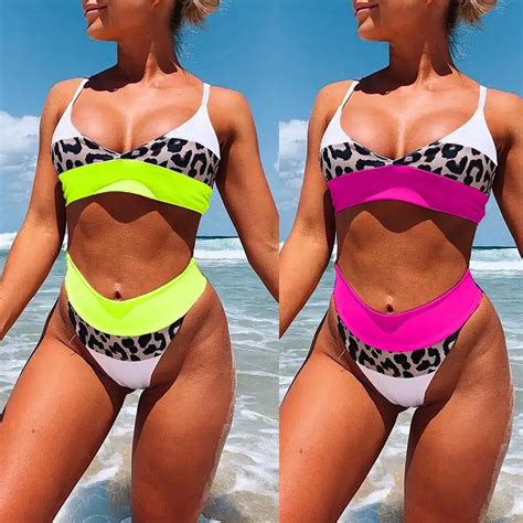 bikinx neon leopard bikinis 2019 mujer bathers high cut sexy swimwear hot sex picture