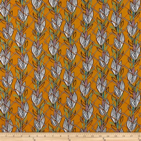 Rayon Challis Abstract Leaves Mustard From Fabricdotcom From Fabric