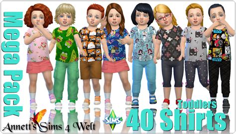Sims 4 Ccs The Best Mega Pack 40 Toddler Shirts By Annett85