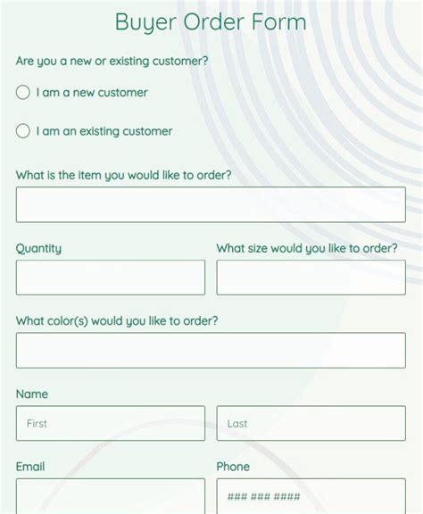 Free Small Business Order Form Templates 123formbuilder