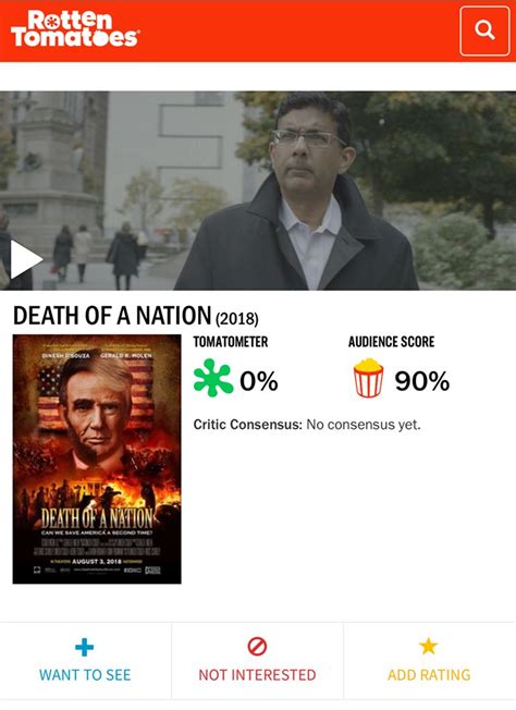 Unsurprisingly, networks with just a few shows, like bbc america and tbs, fared much better overall than those with more. Rotten Tomatoes on Twitter: "#DeathofaNation is the lowest ...