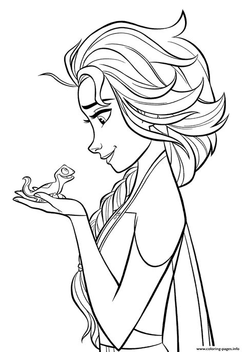 Check out coloring pages that include all the fun new frozen 2 characters and of course your classic beloved favorites like anna, elsa, olaf, and sven. Elsa And Lizard Bruni Frozen 2 Coloring Pages Printable