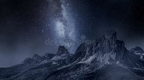 Milky Way Over Passo Giau At Night Dolomites Stock Video Video Of