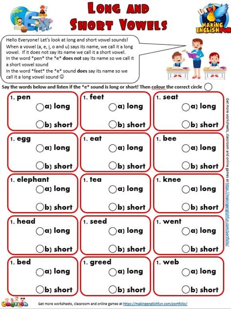Long And Short Vowels Worksheets 6 Versions Editablemaking English Fun