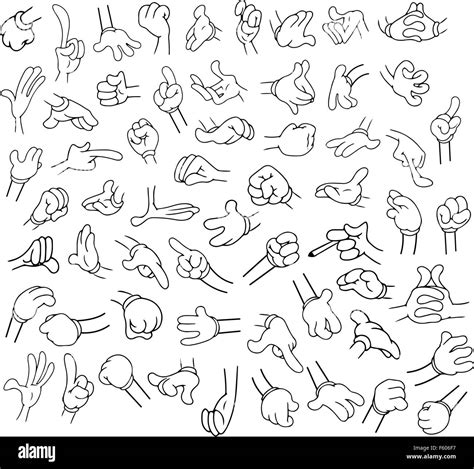 Vector Illustrations Lineart Pack Of Cartoon Hands In Various Gestures