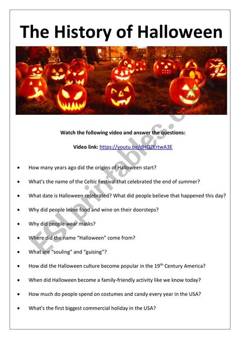 Utube Halloween Story In English Learn English Through Story - the history of halloween - ESL worksheet by karkaman