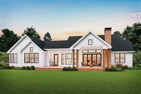 Plan AM Modern Farmhouse Plan With Vaulted Great Room And Outdoor Living Area Ranch