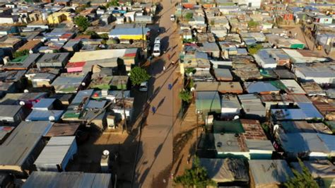 Aerial Over Townships Of South Africa With Poverty Stricken Slums