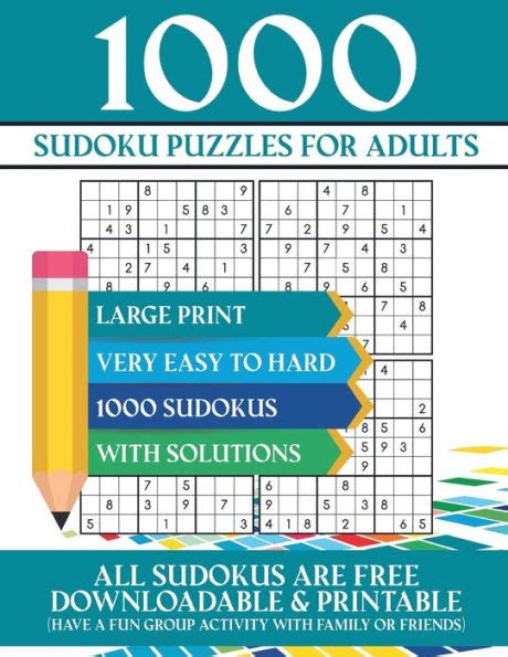 1000 Sudoku Puzzles For Adults Sudokus Games For Adults Very Easy To