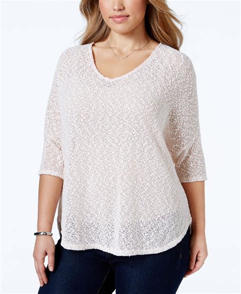 Jessica Simpson Plus Size Three Quarter Sleeve V Neck Sweater Costura