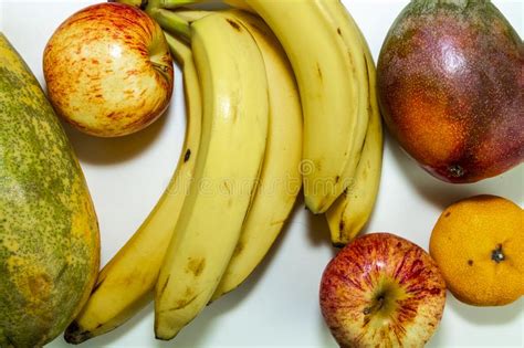Several Pieces Of Fresh Fruit With A White Background Stock Photo