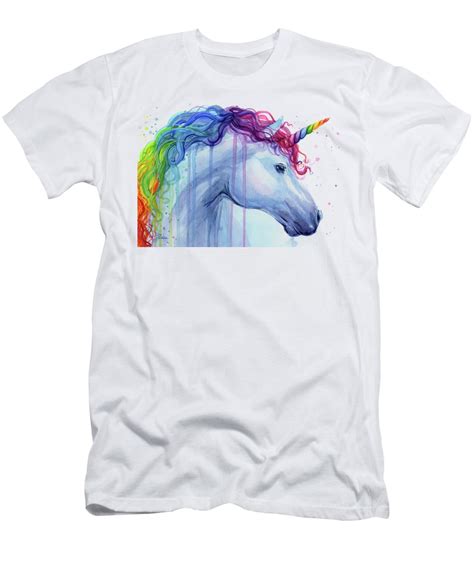 Rainbow Unicorn Watercolor T Shirt By Olga Shvartsur Pixels