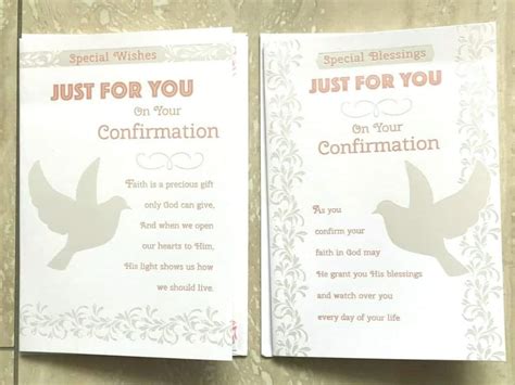 Confirmation Card Embossed With Dove And Sentiment Verse Design Just