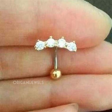 Cz Crown Belly Button Ring Floating Navel Ring Tiara Gold Etsy