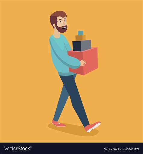 Man Carries Boxes Cartoon Royalty Free Vector Image