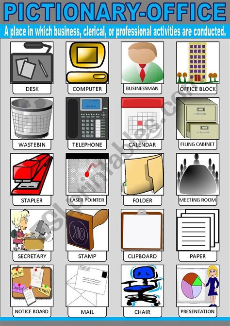 Office Pictionary Words Photos And Vectors